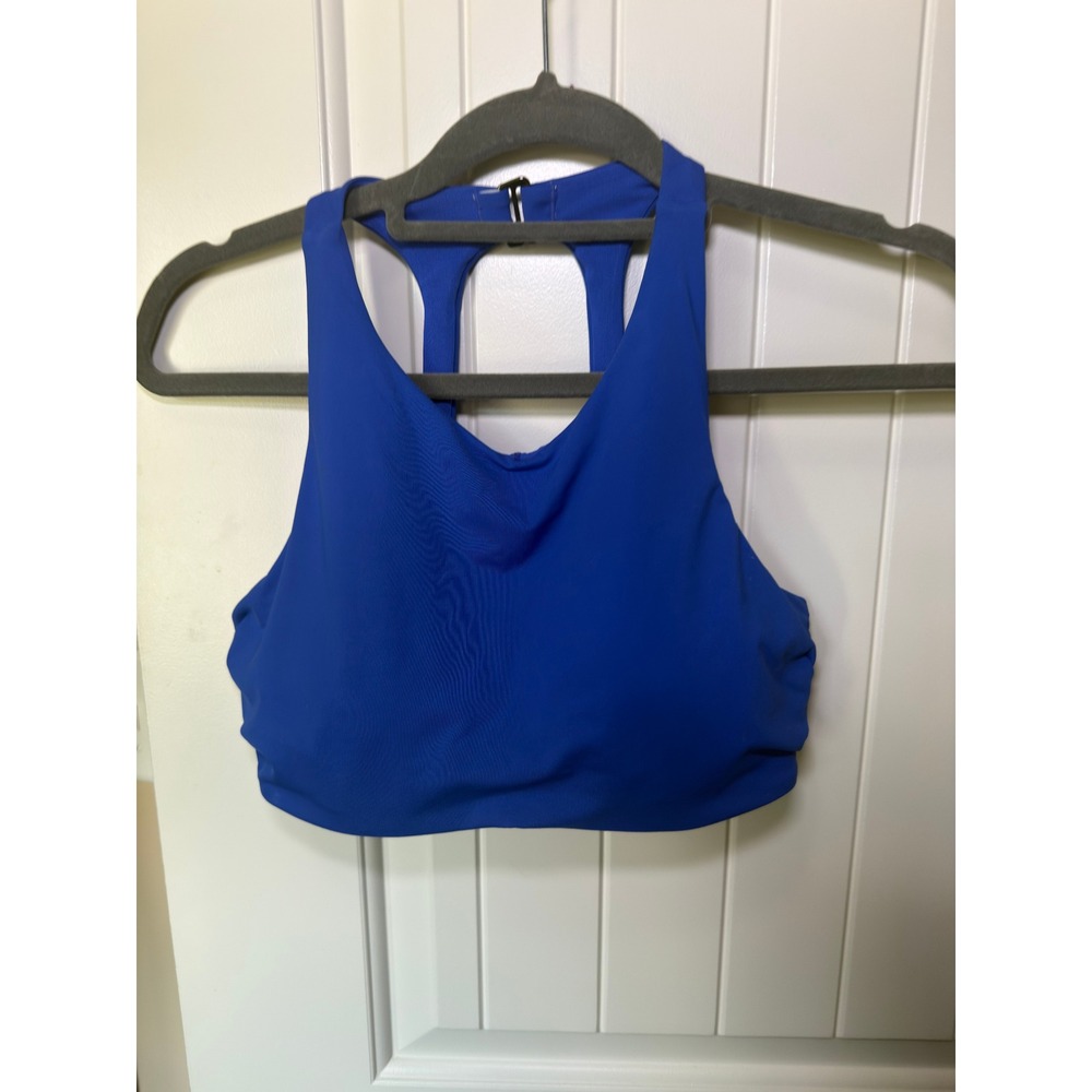 Athleta Maldives Bra Cup Bikini Top Royal Blue High Neck Racerback 36B/C